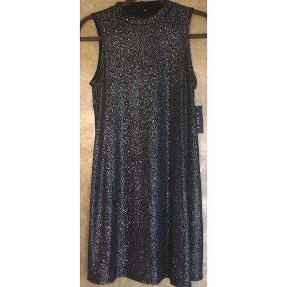 Tiana B Womens Sleeveless Unlined Stretch Pullover Black Sparkle Dress-Size S - Picture 1 of 9